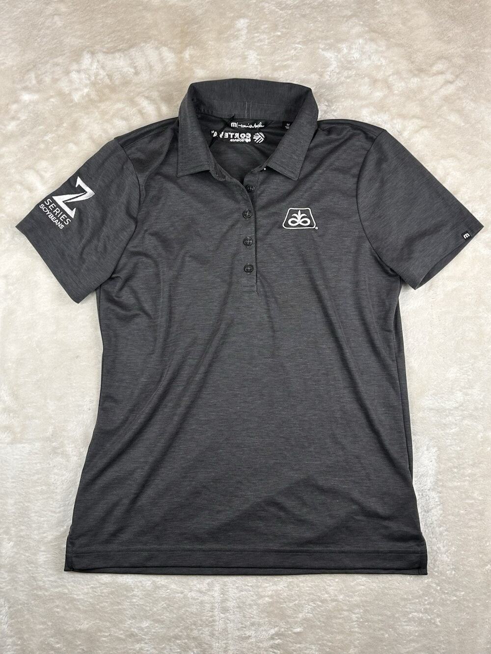 Travis Mathew Polo Shirt Womens Sz M Charcoal Grey Short Sleeve Golf Top Stretch